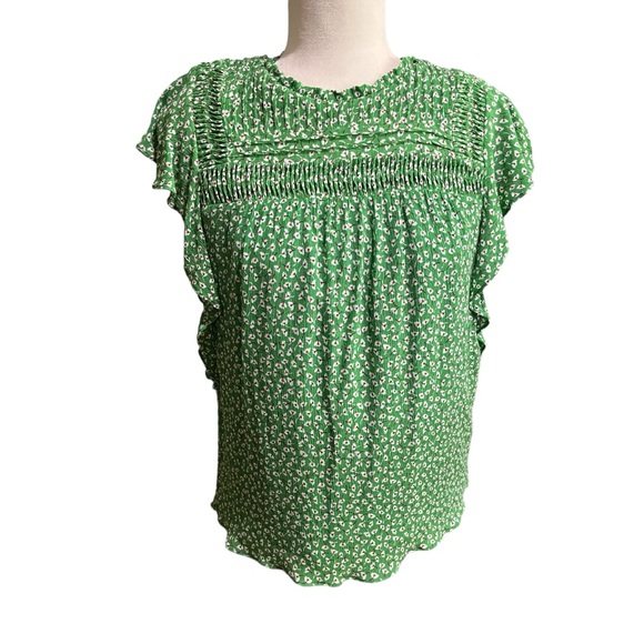 Joie floral ruffled cap sleeve shirt - Picture 2 of 12